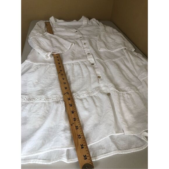 Indigo Rose Crochet Layered Dress Front Buttons SZ M - Picture 11 of 12